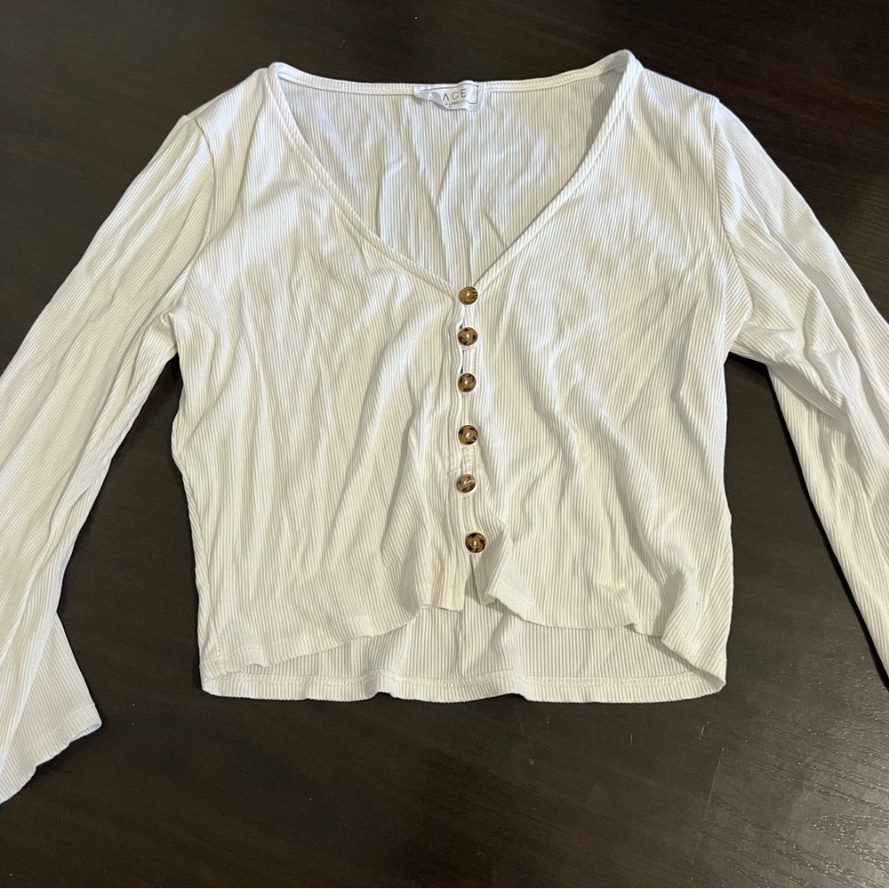 Sage The Label - White Cropped Long Sleeve - Women M